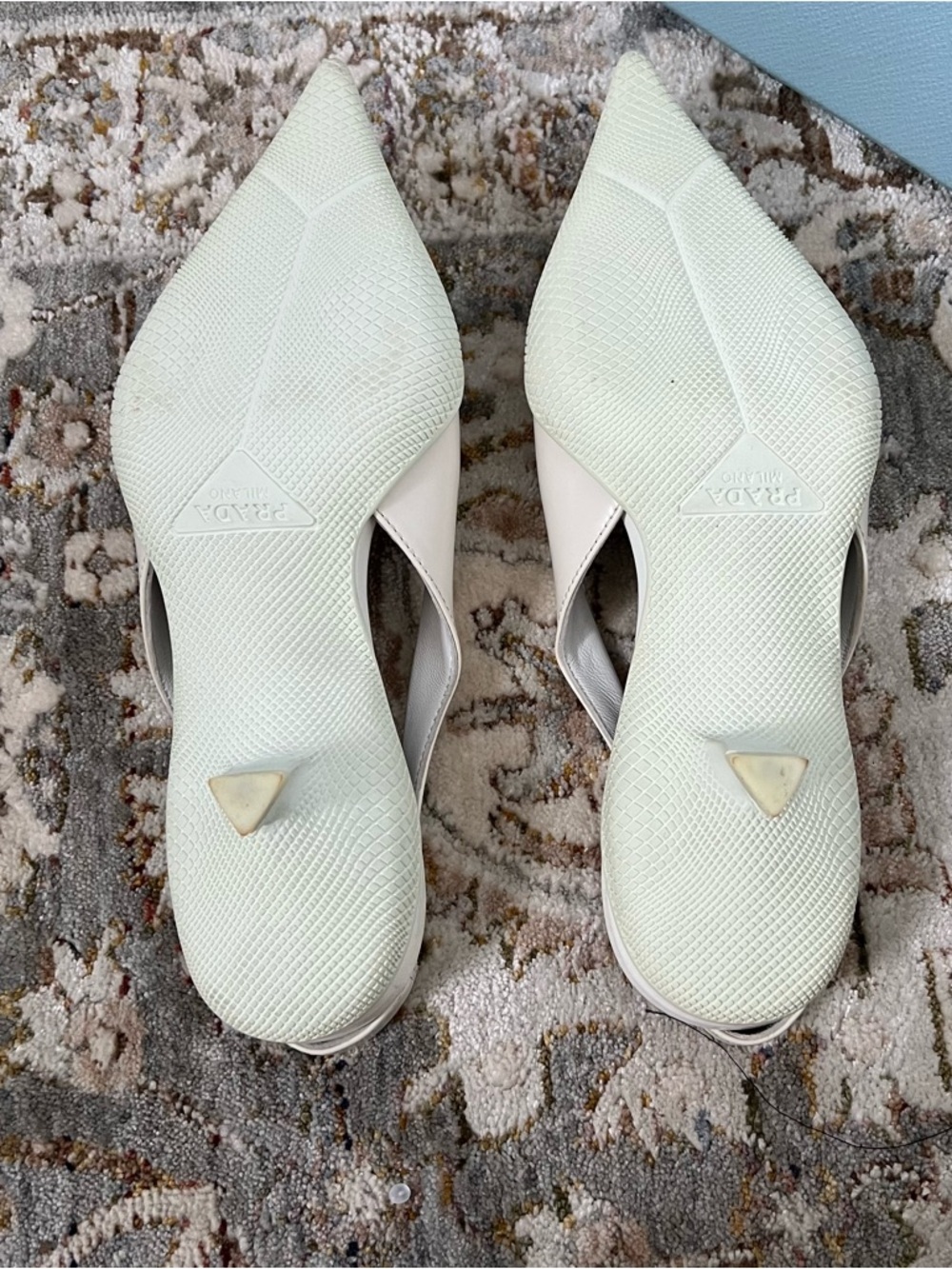 Prada White Pointed-Toe Kitten Heel - Picture 7 of 13